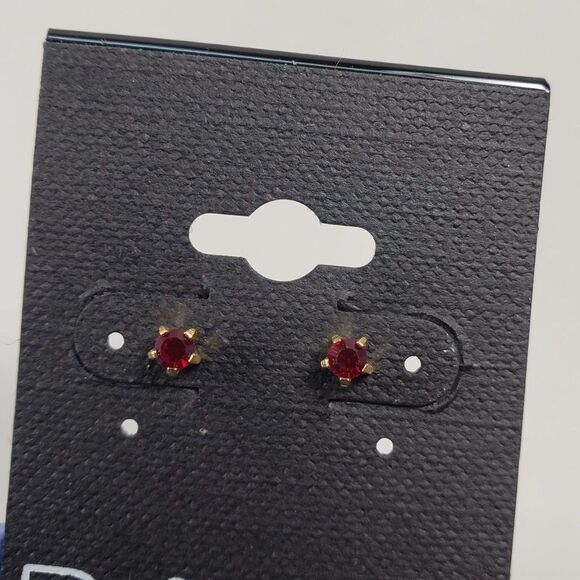 Swarovski Crystal Element - Gold Overlay Red Ruby Stone "Tiny" Stud Earrings - Picture 5 of 11